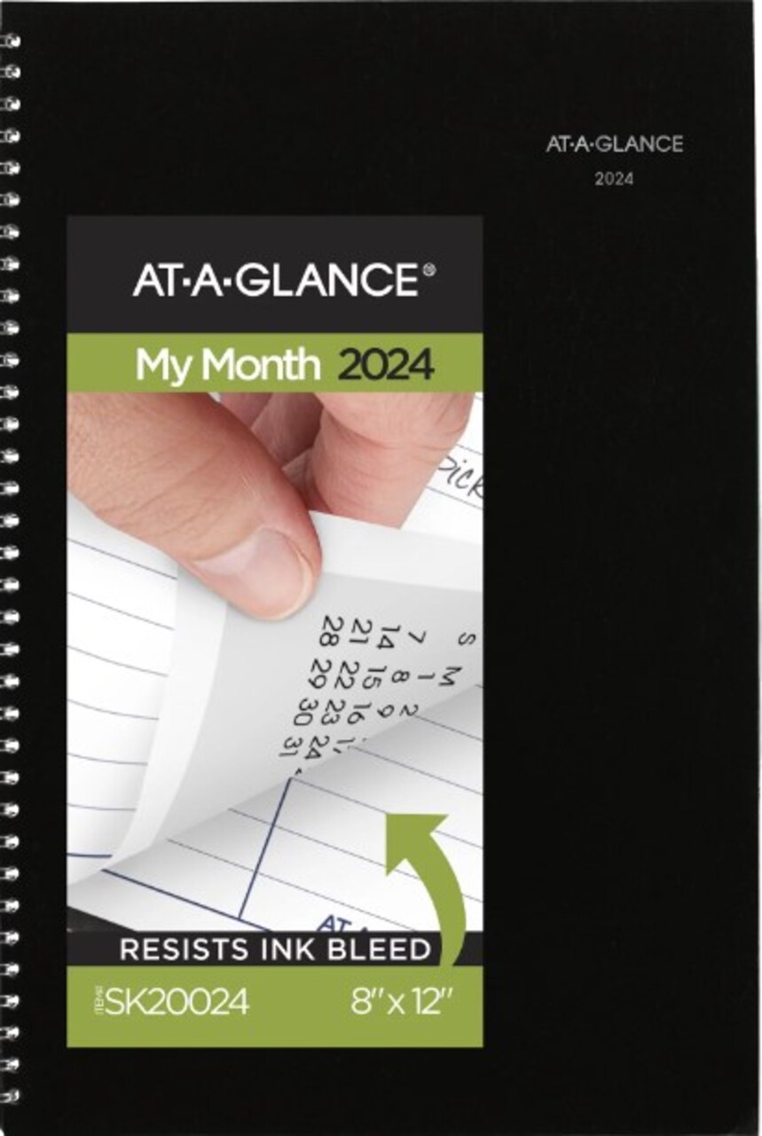 Monthly Planners - DayMinder 2024 Monthly Planner Black Large 8 x 12 -